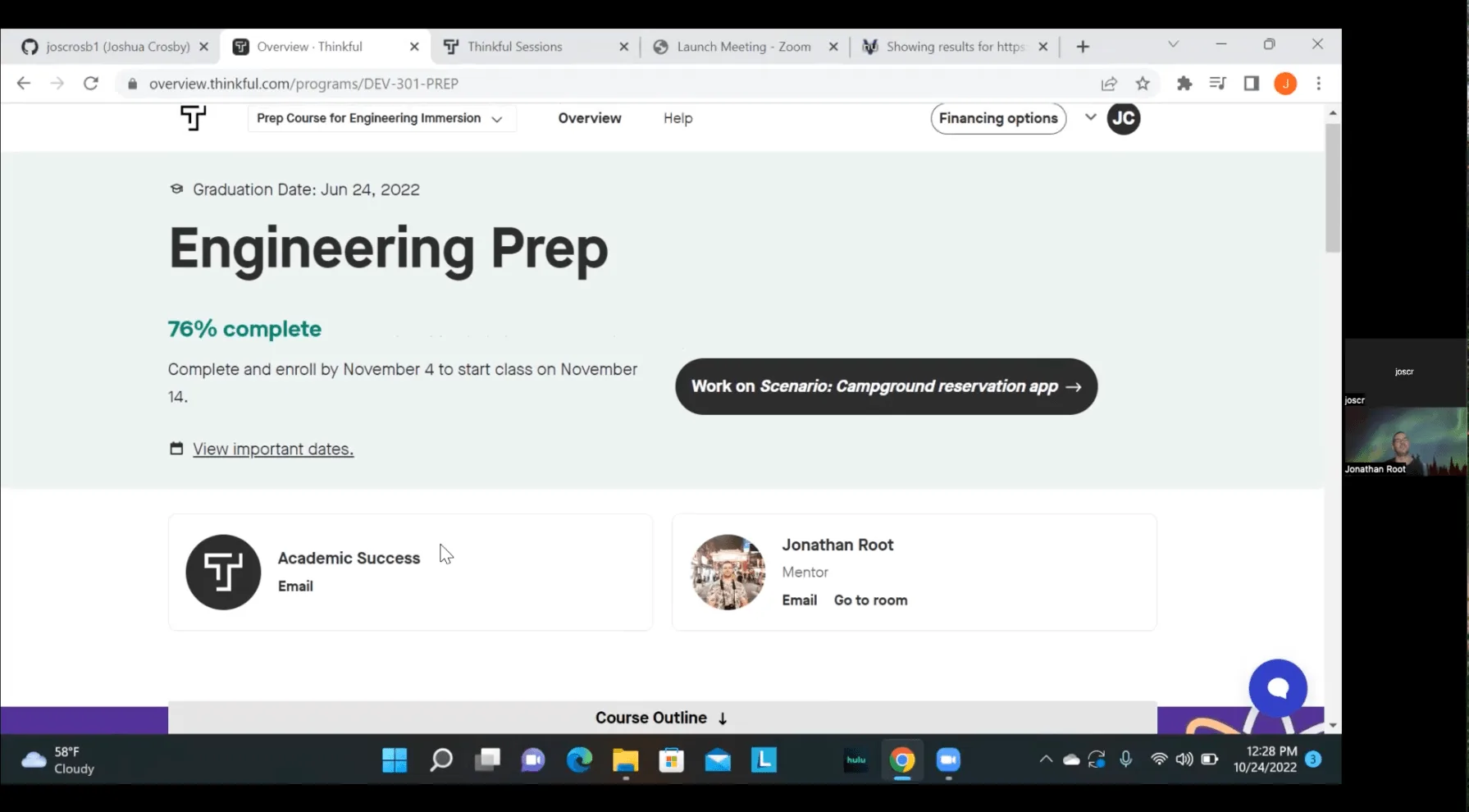 One-on-one technical expert session at Chegg Skills — live code review via Zoom
