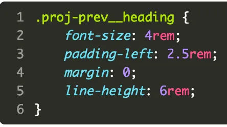 BEM naming convention live code example — .proj-prev__heading
